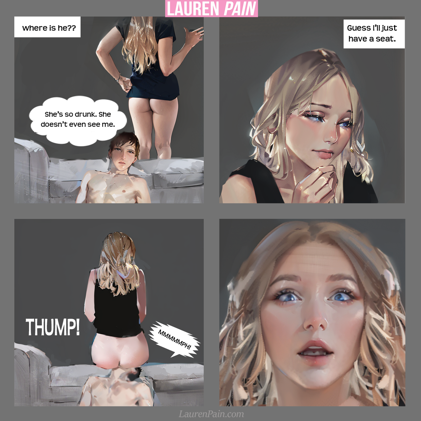 Femdom Comic Strip Accidental Facesitting: Lauren Pain #1 :  rfemdomartgallery
